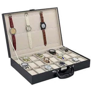 Alligator Leatherette Watch Case for 24 Watches