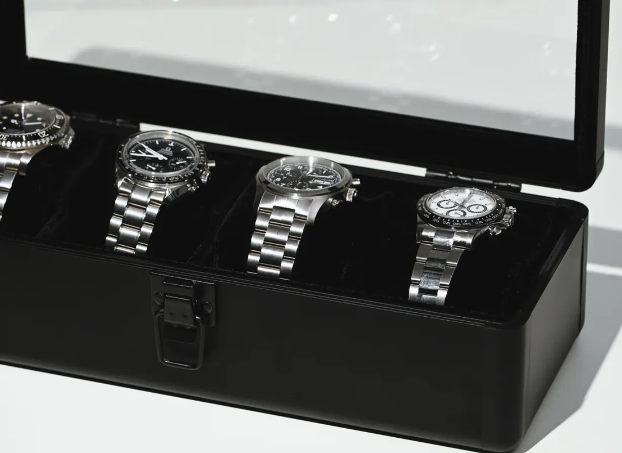 Aluminum watch case for 4 watches, 4 watch collection cases, aluminum, 1 piece ES-SE54025AL