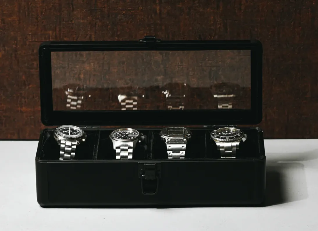Aluminum watch case for 4 watches, 4 watch collection cases, aluminum, 1 piece ES-SE54025AL
