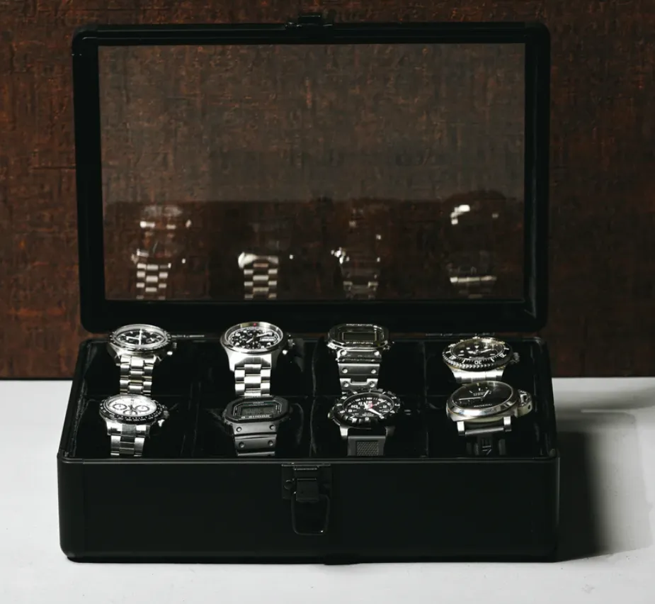 Aluminum watch case for 8 watches, 8 watch collection case, made of aluminum, 1 piece ES-SE54030AL