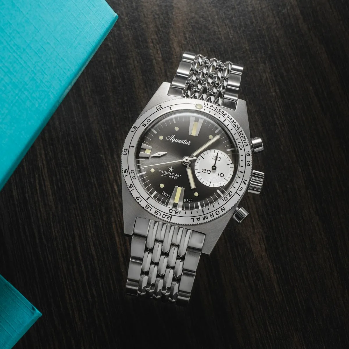 Aquastar Deepstar 39mm Chronograph Steel Grey Dial BOR Bracelet