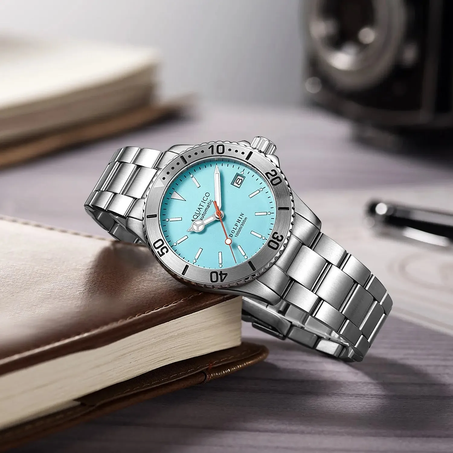 Aquatico Dolphin 38mm Dive Watch Tiffany Blue Dial (NH35)