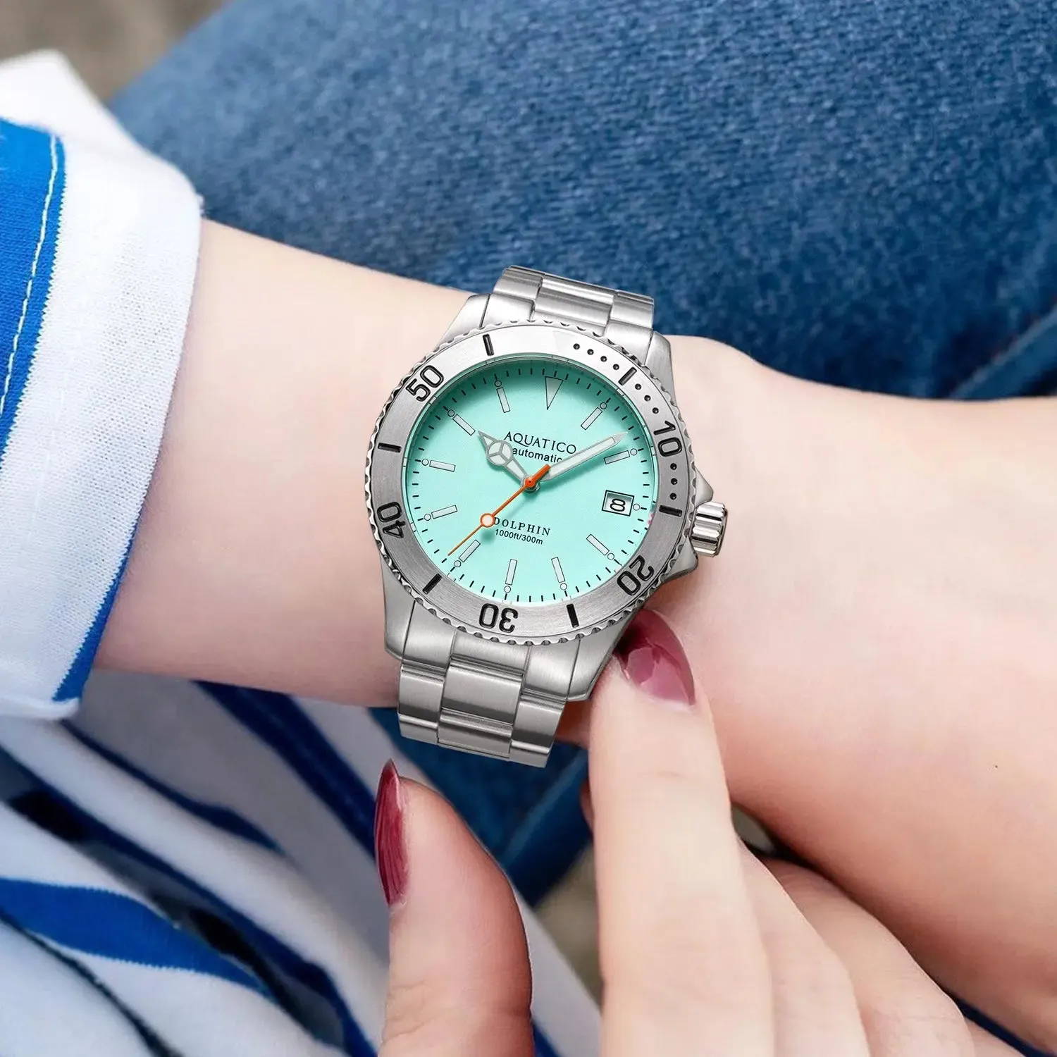 Aquatico Dolphin 38mm Dive Watch Tiffany Blue Dial (NH35)