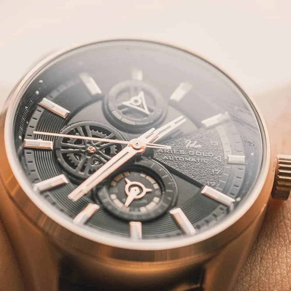 ARIES GOLD 500PCS LIMITED EDITION ROADSTER G 9021 RG-BK MEN'S WATCH