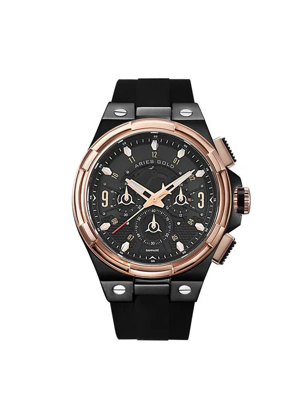 Aries Gold Analog Lightning Black High-Tech Silicon Strap G 7016 BKRG-BKRG Watch