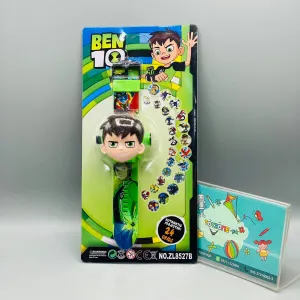 Baby Boy Multi-Functional Watch In ben 10 Design Displays 24 Grids Also With Lighting