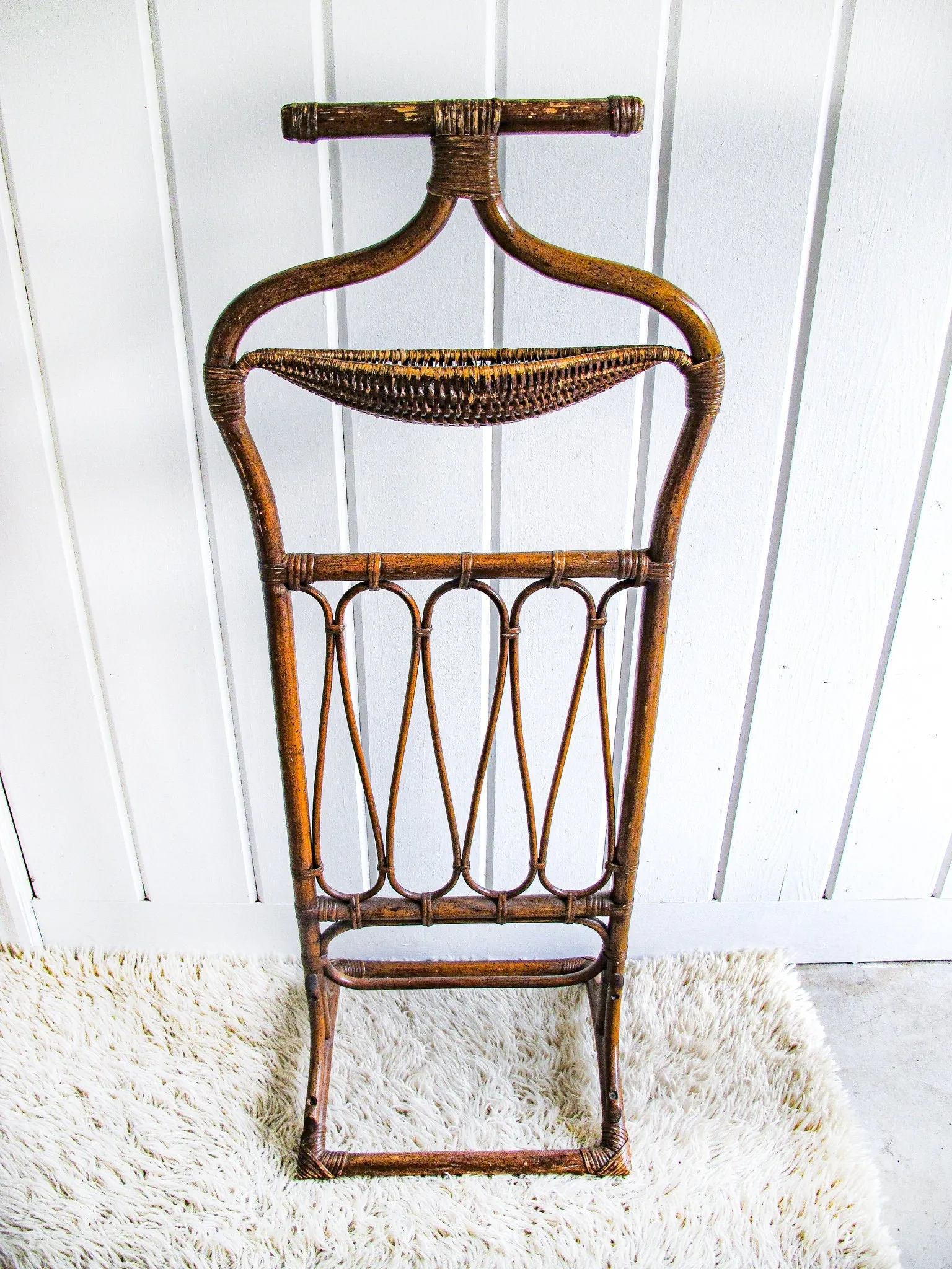 Bamboo and Wicker Butlers Stand