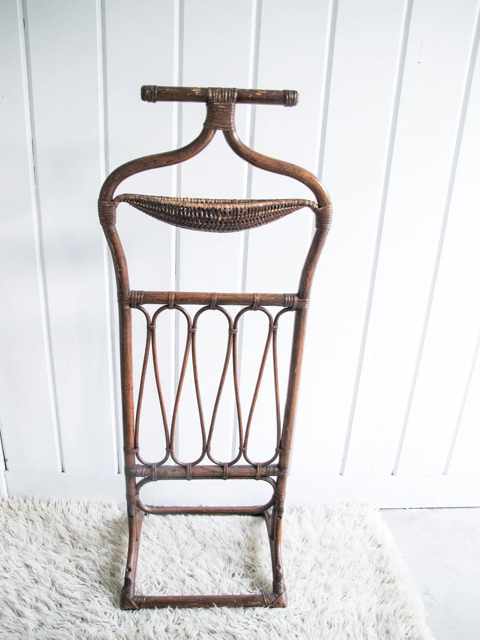 Bamboo and Wicker Butlers Stand