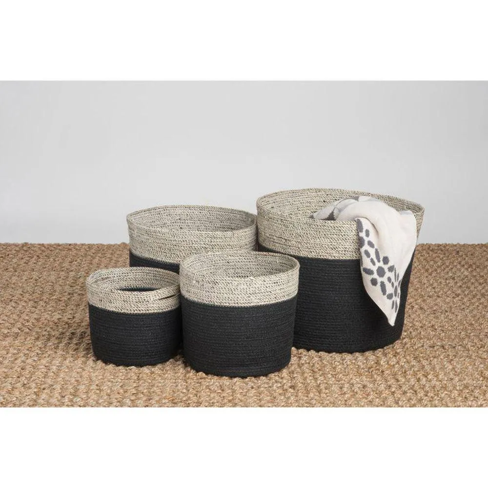 Bedford Extra Small Round Jute Storage Basket Charcoal