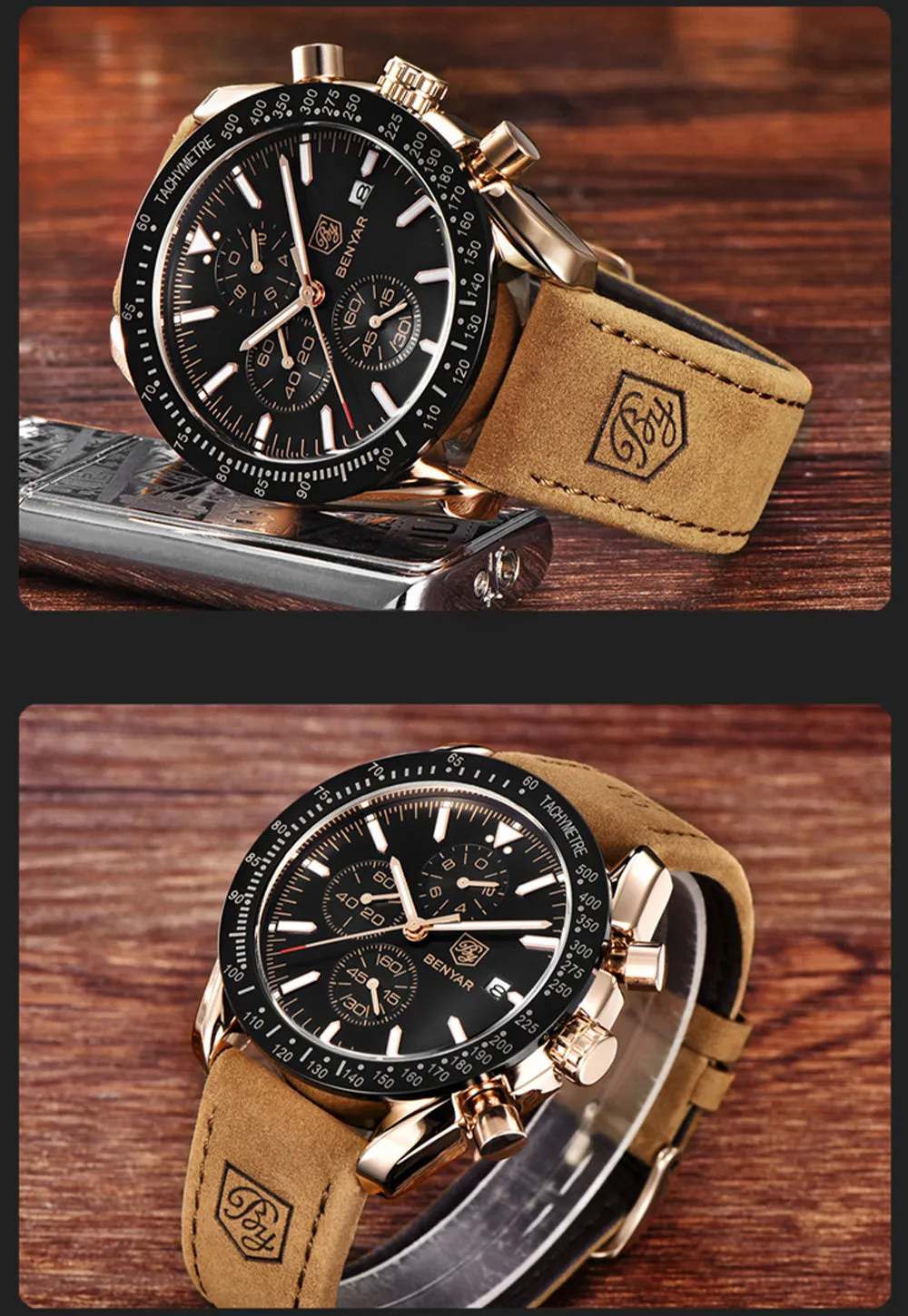 BENYAR Men's Luxury Sport Quartz Chronograph Watch