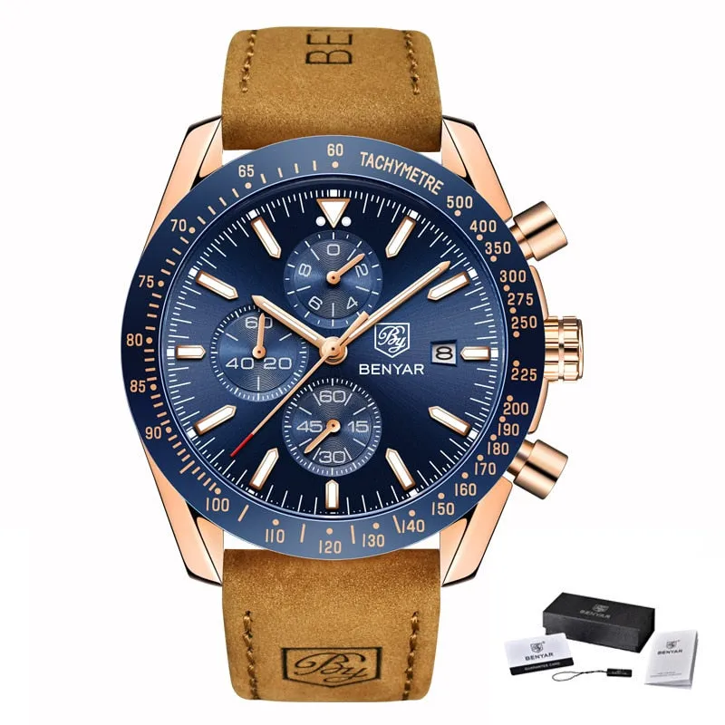 BENYAR Men's Luxury Sport Quartz Chronograph Watch