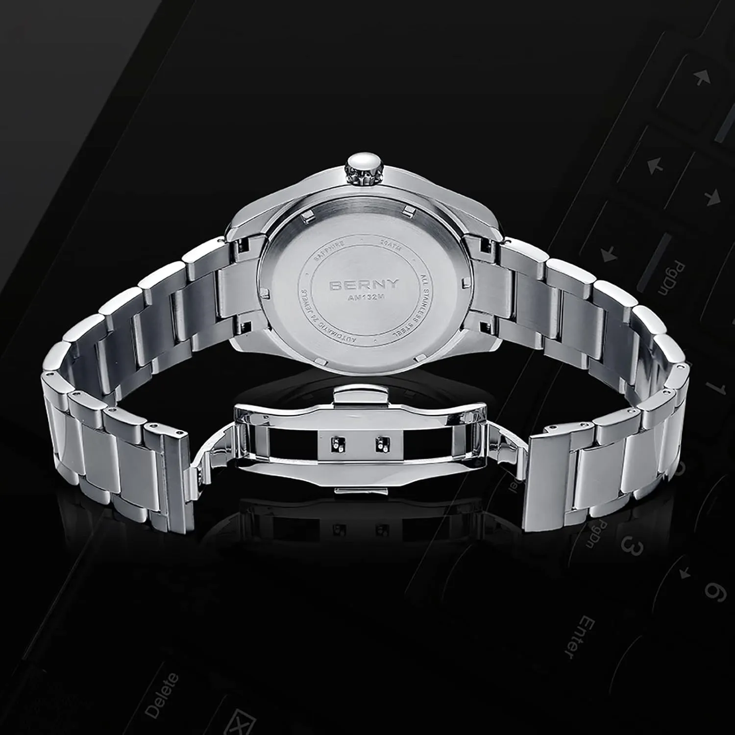 BERNY Automatic Watch for Men NH35 Movement Mechanical Watches with Screw-in Crown 20ATM Waterproof Sapphire Glass Stainless Steel Wristwatch Super Luminous
