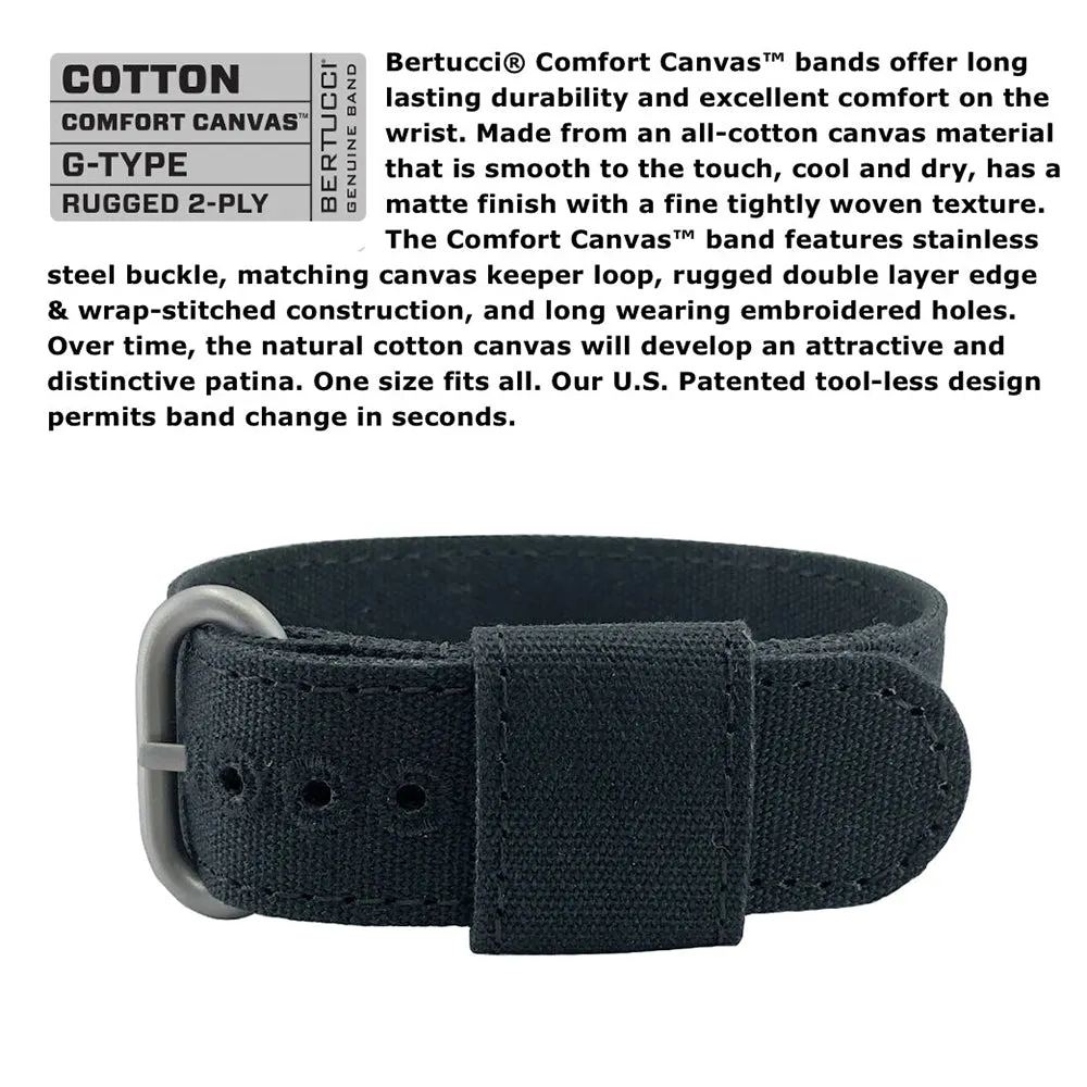 Bertucci Mens DX3 Black Comfort Canvas Band White Analog Dial Quartz Wrist Watch - 11095