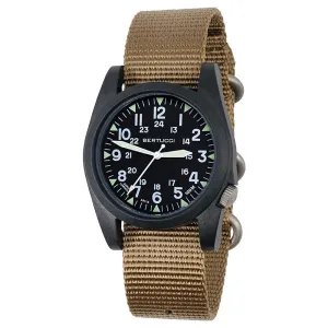 Bertucci Unisex Black Dial Coyote Nylon Band Japanese Quartz Watch - 13385