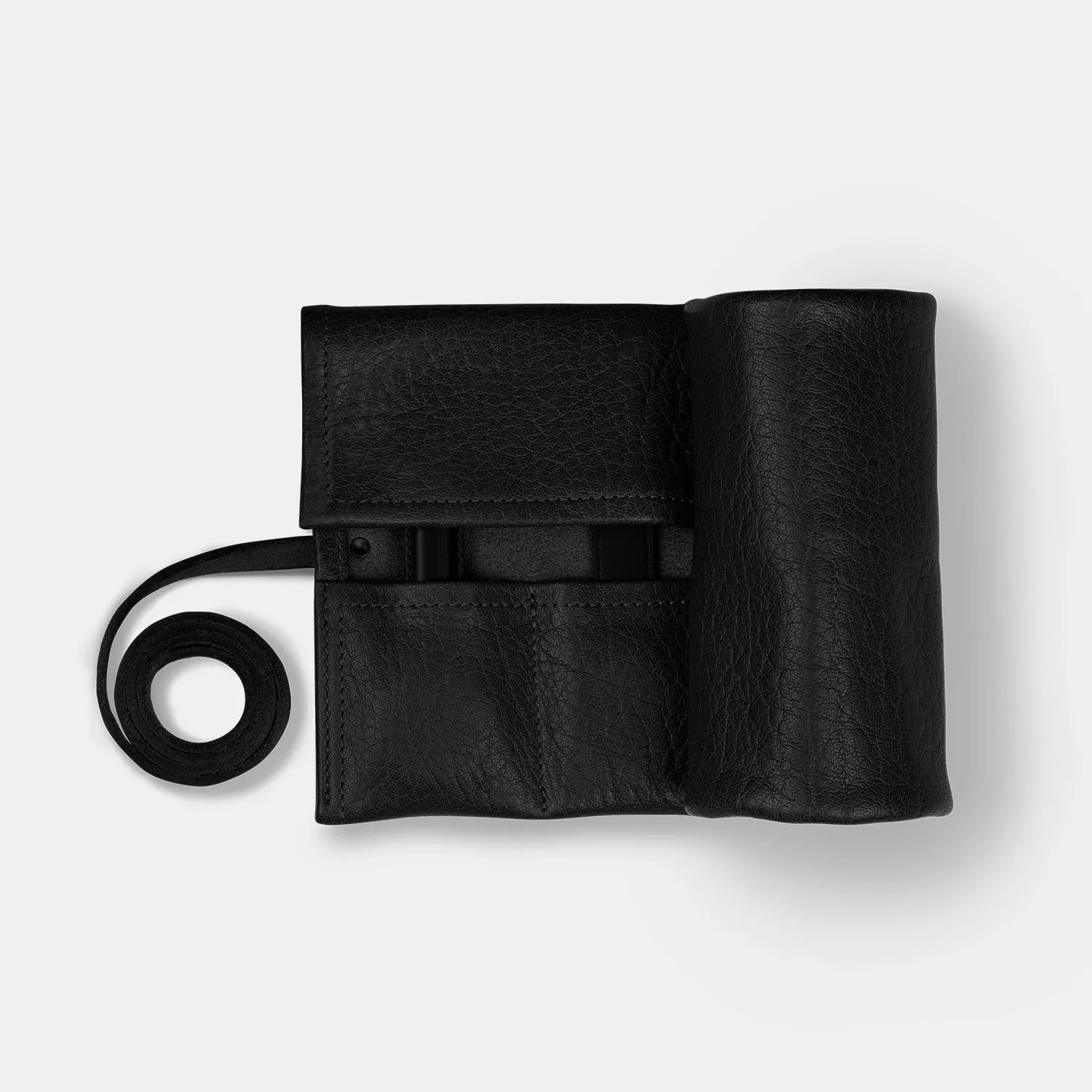 Black Leather Watch Roll