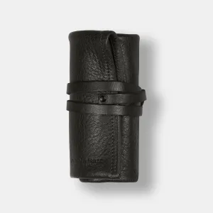 Black Leather Watch Roll