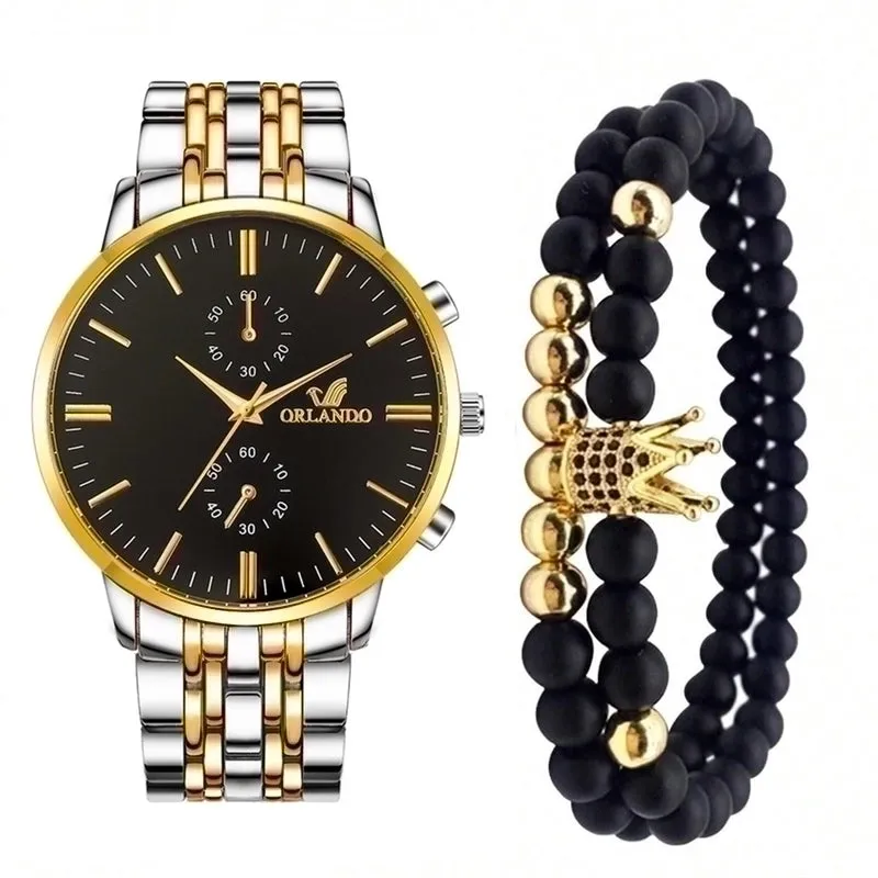 Business Simple Style Crown Double Side Snaps Quartz Men's Watches