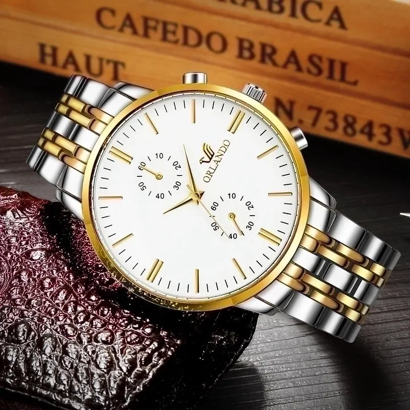 Business Simple Style Crown Double Side Snaps Quartz Men's Watches