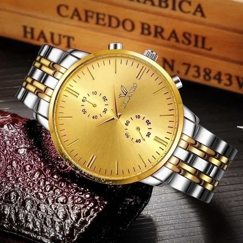 Business Simple Style Crown Double Side Snaps Quartz Men's Watches
