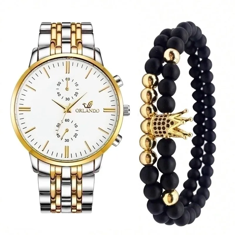 Business Simple Style Crown Double Side Snaps Quartz Men's Watches