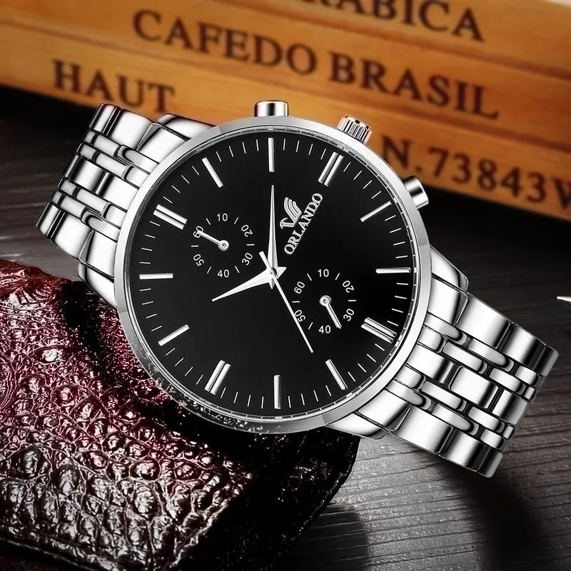 Business Simple Style Crown Double Side Snaps Quartz Men's Watches