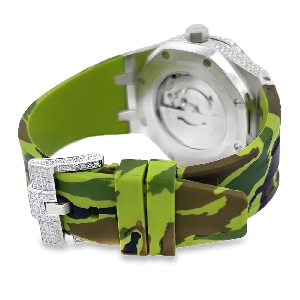 Bust Down Rubber Band Moissanite Steel VVS Iced Out Watch