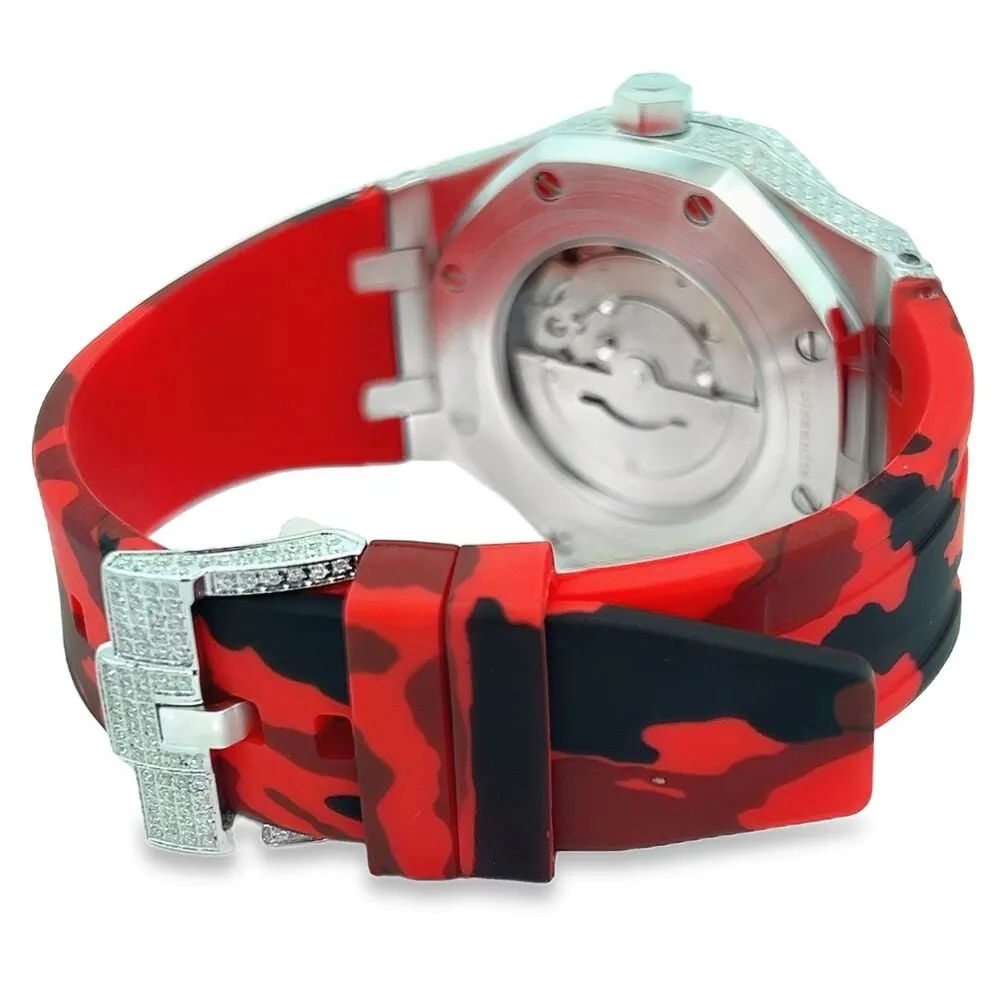 Bust Down Rubber Band Moissanite Steel VVS Iced Out Watch