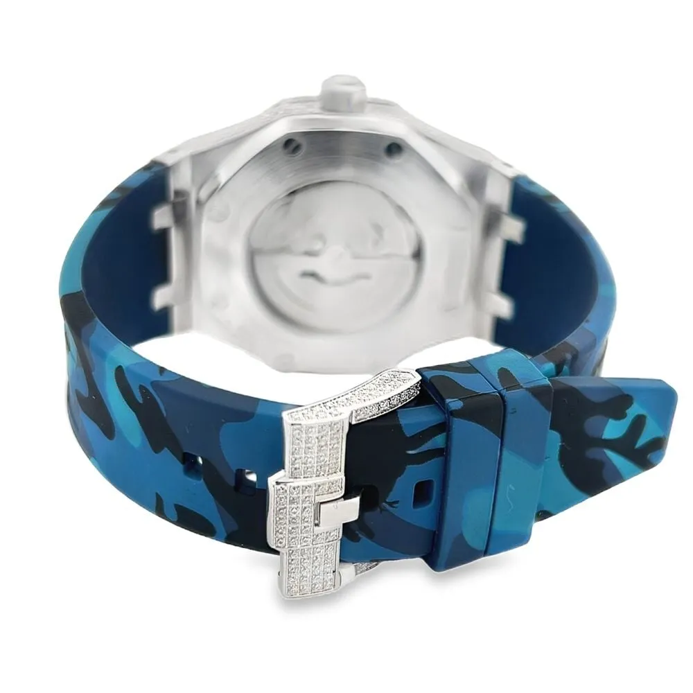 Bust Down Rubber Band Moissanite Steel VVS Iced Out Watch