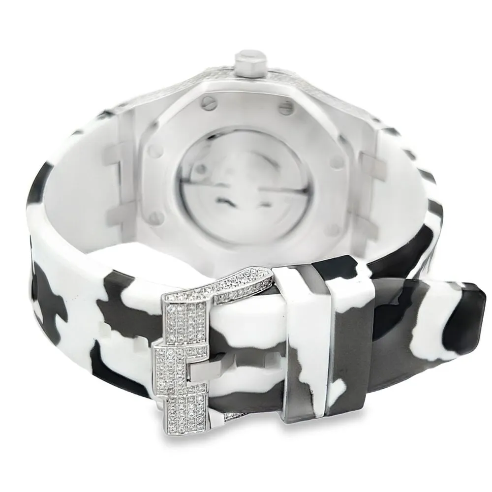 Bust Down Rubber Band Moissanite Steel VVS Iced Out Watch