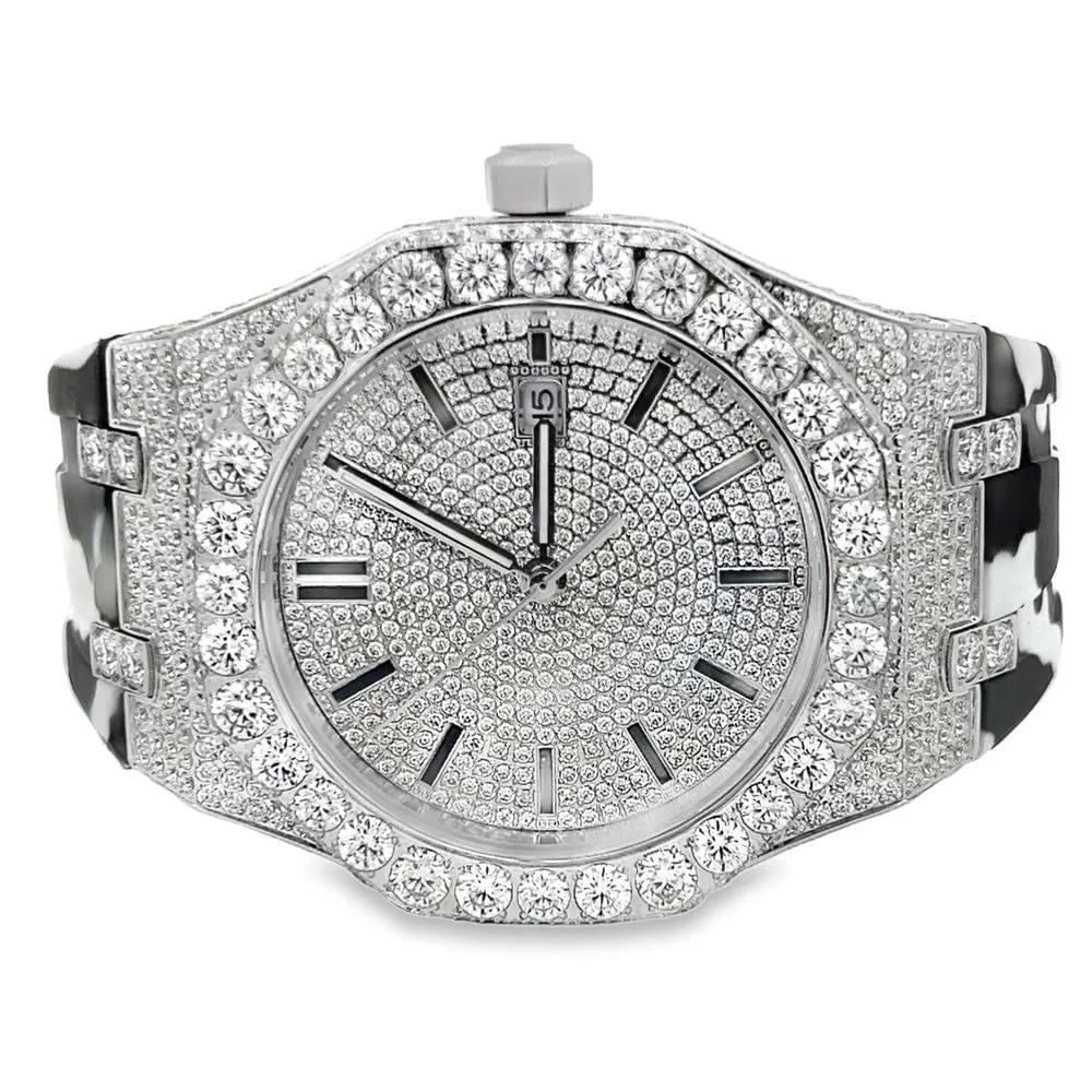 Bust Down Rubber Band Moissanite Steel VVS Iced Out Watch