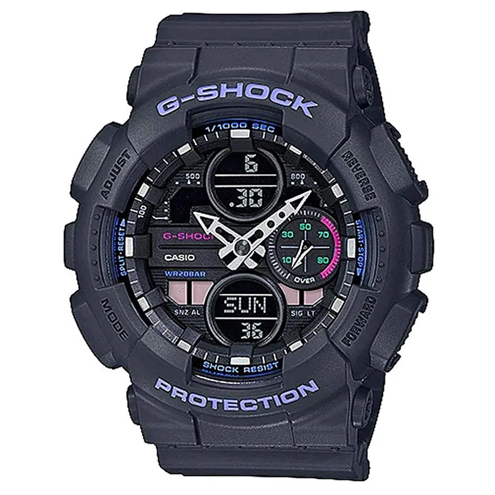 Casio Women's G-Shock S-Series Grey Resin Band Black Analog-Digital Dial Quartz Watch - GMA-S140-8ACR