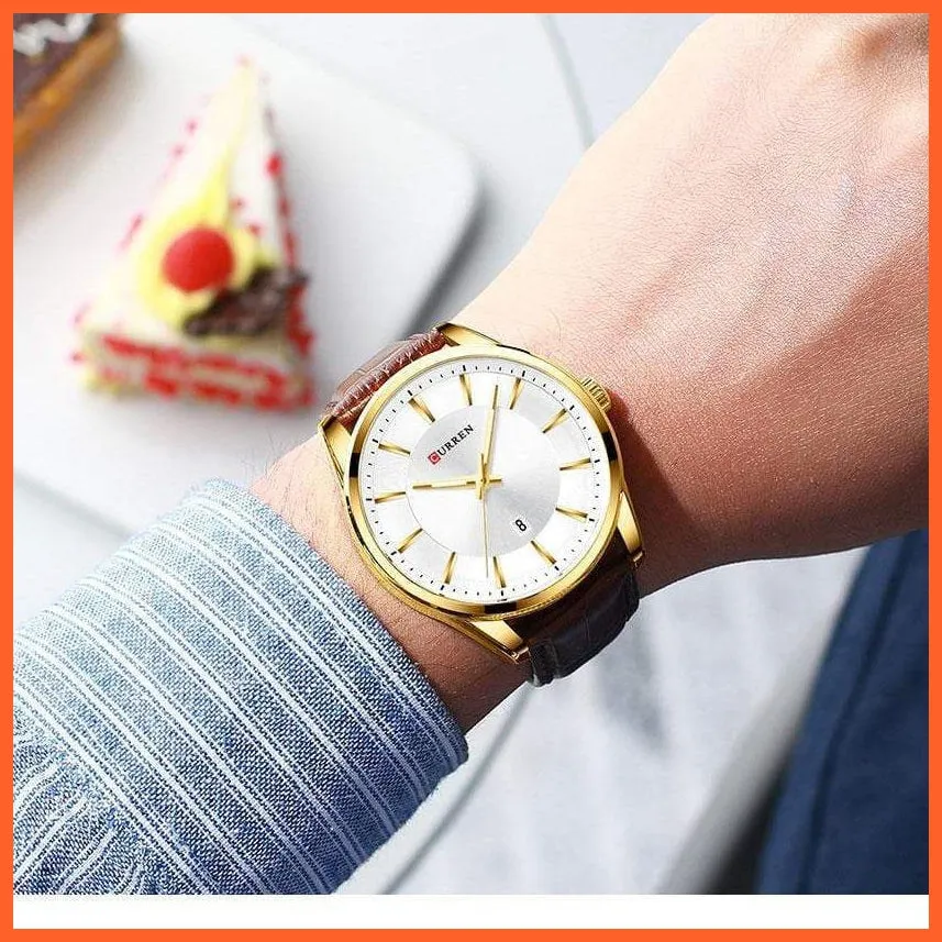 Casual Fashion Quartz Watches For Men | Leather Strap Wristwatches Luxury Brand Business Style Mens Watches