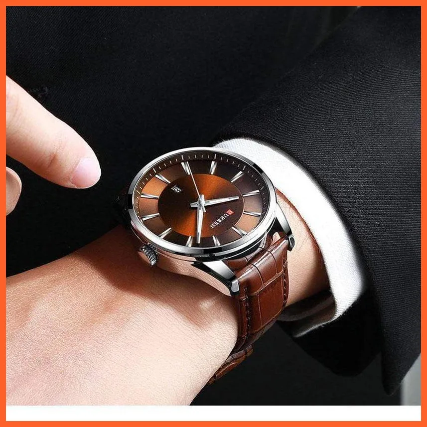 Casual Fashion Quartz Watches For Men | Leather Strap Wristwatches Luxury Brand Business Style Mens Watches