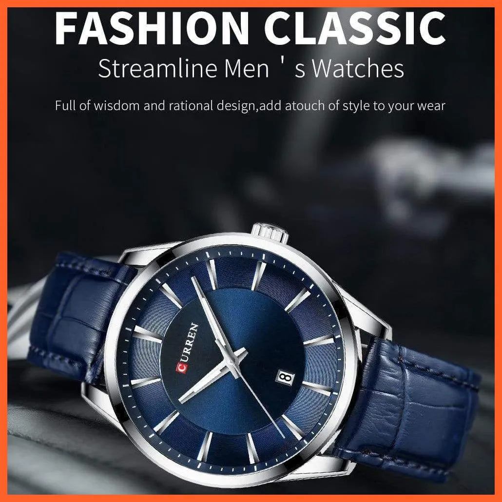Casual Fashion Quartz Watches For Men | Leather Strap Wristwatches Luxury Brand Business Style Mens Watches