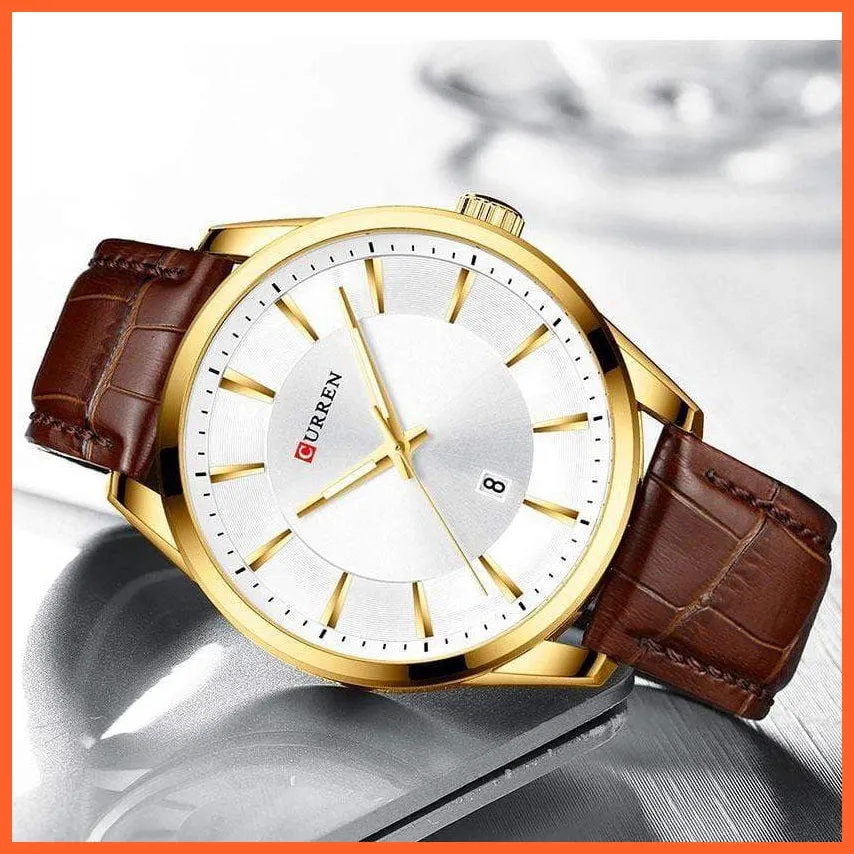Casual Fashion Quartz Watches For Men | Leather Strap Wristwatches Luxury Brand Business Style Mens Watches