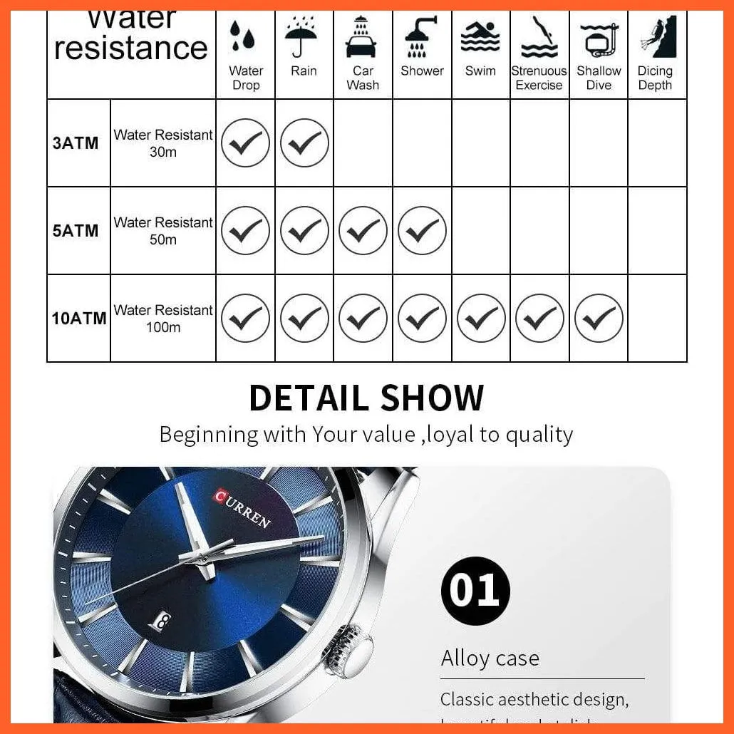 Casual Fashion Quartz Watches For Men | Leather Strap Wristwatches Luxury Brand Business Style Mens Watches