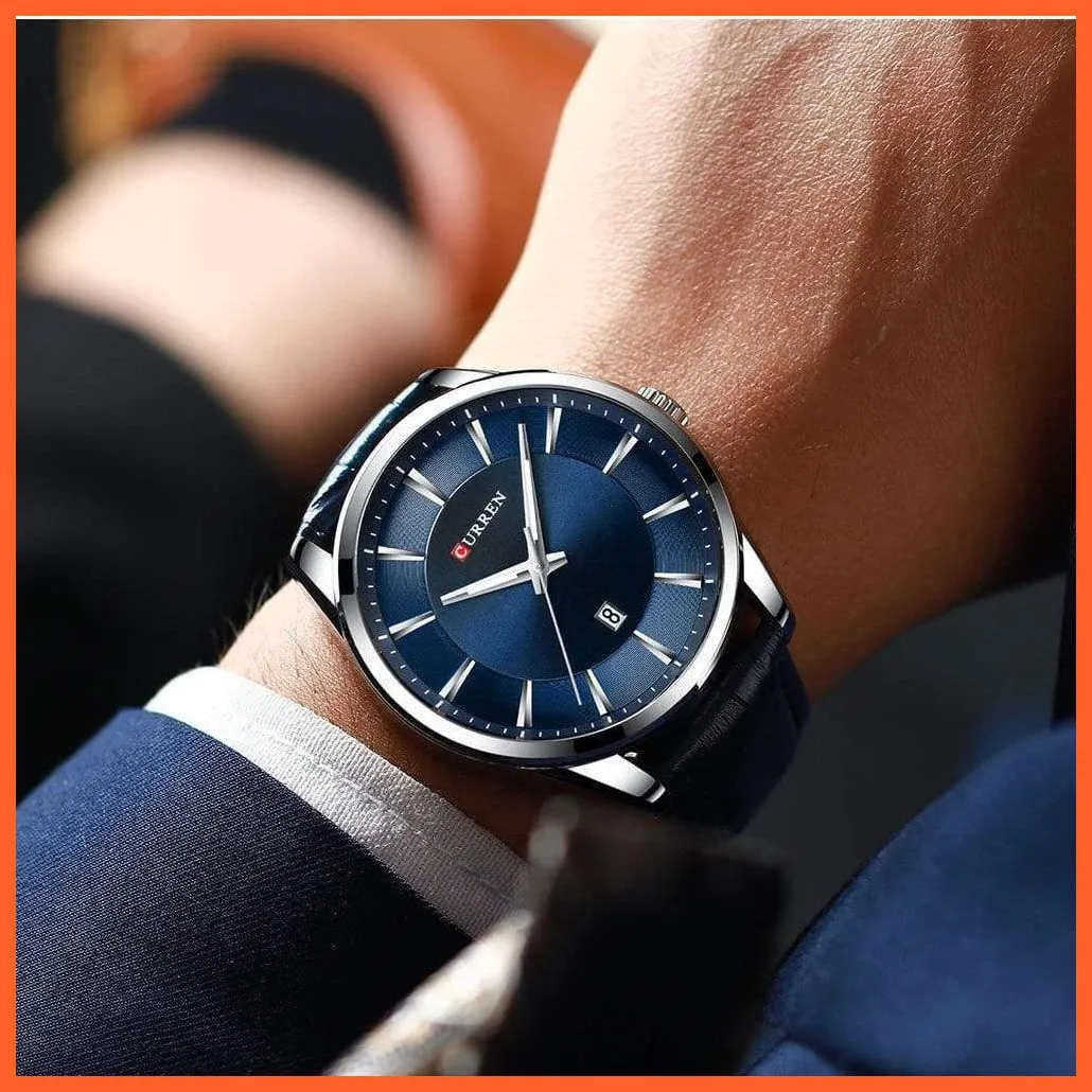 Casual Fashion Quartz Watches For Men | Leather Strap Wristwatches Luxury Brand Business Style Mens Watches