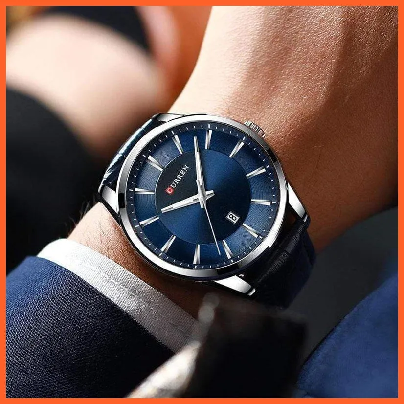 Casual Fashion Quartz Watches For Men | Leather Strap Wristwatches Luxury Brand Business Style Mens Watches