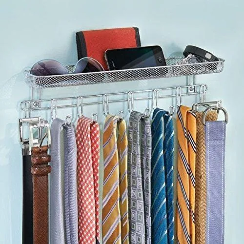 Catenus Closet Wall Mount Accessory Organizer for Storage of Ties, Belts, Watches, Glasses, Accessories