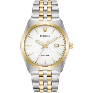 Citizen Eco-Drive Mens Corso Two Tone White Dial Watch