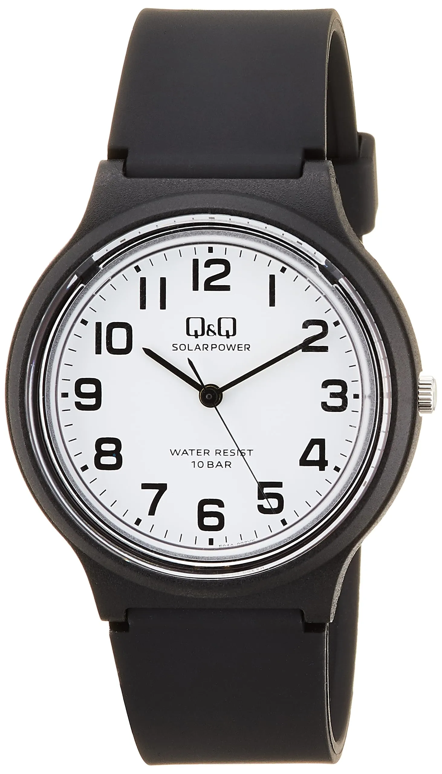 Citizen Q&Q Analog Solar Watch, Water Resistant to 10 ATM, Urethane Strap, multicolor (black / white), Classic