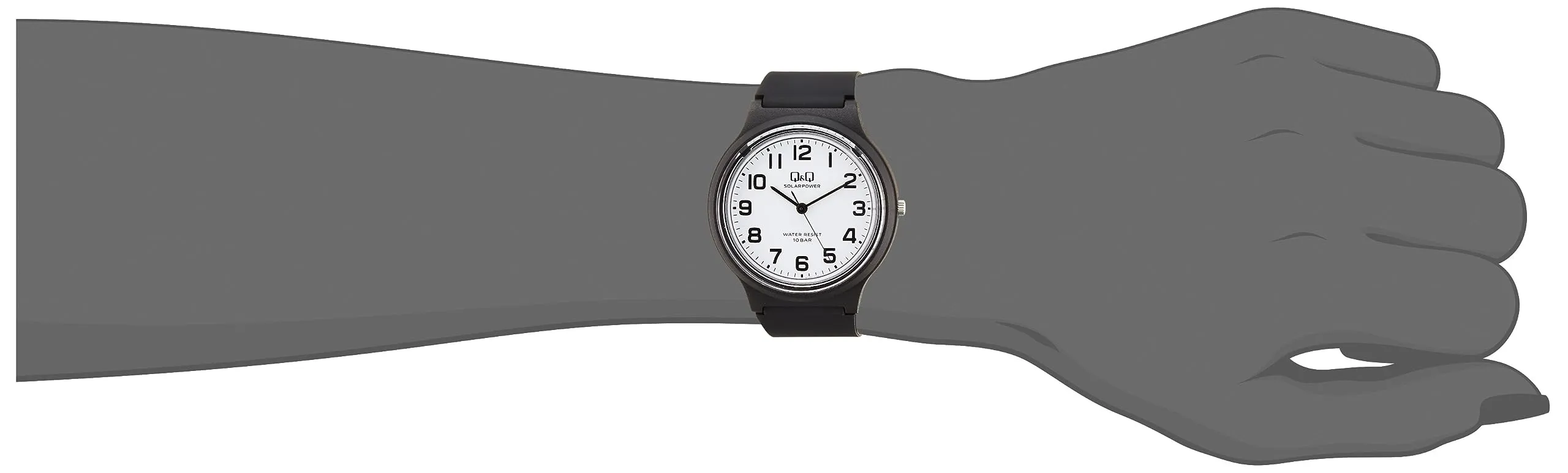 Citizen Q&Q Analog Solar Watch, Water Resistant to 10 ATM, Urethane Strap, multicolor (black / white), Classic