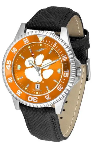 Clemson Tigers Mens Competitor Ano Poly/Leather Band Watch w/ Colored Bezel