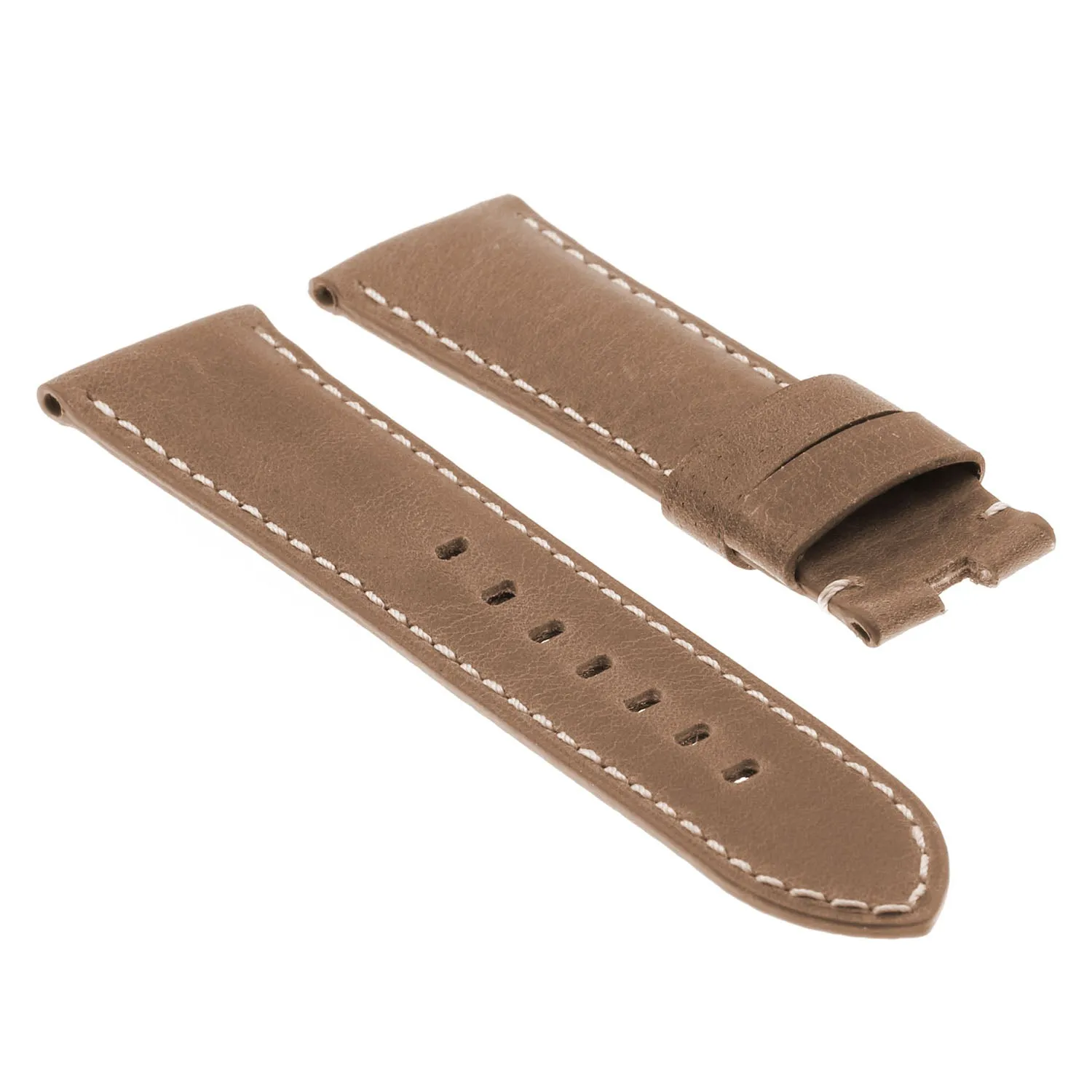 DASSARI Vintage Leather Strap for Deployant Clasp - Classic Cigar
