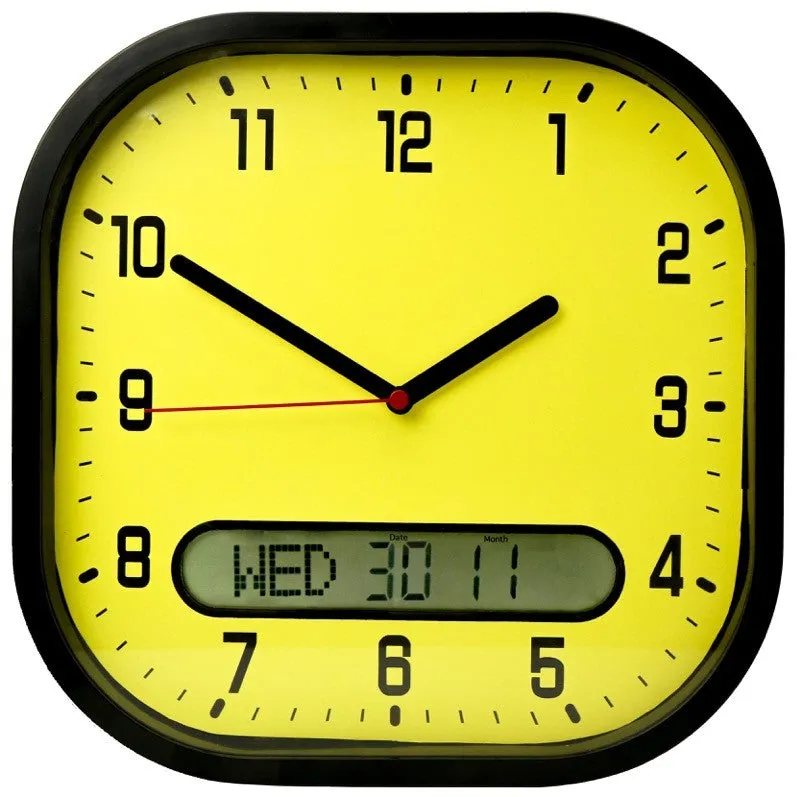 Day date wall clock - yellow