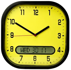 Day date wall clock - yellow
