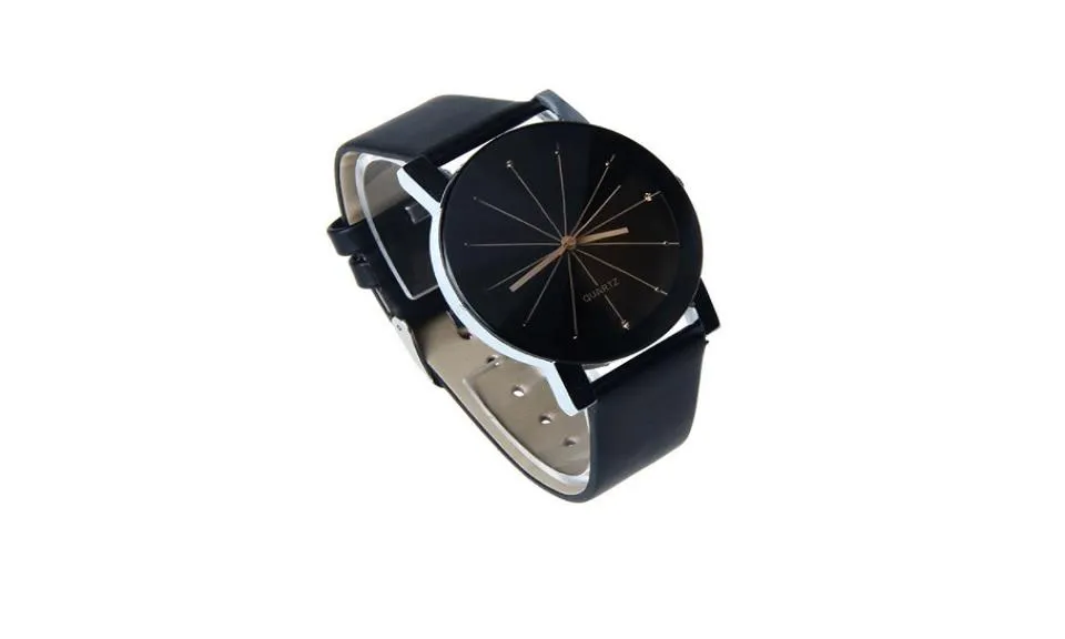 Digital Watch Leather  Round Case Wristwatch