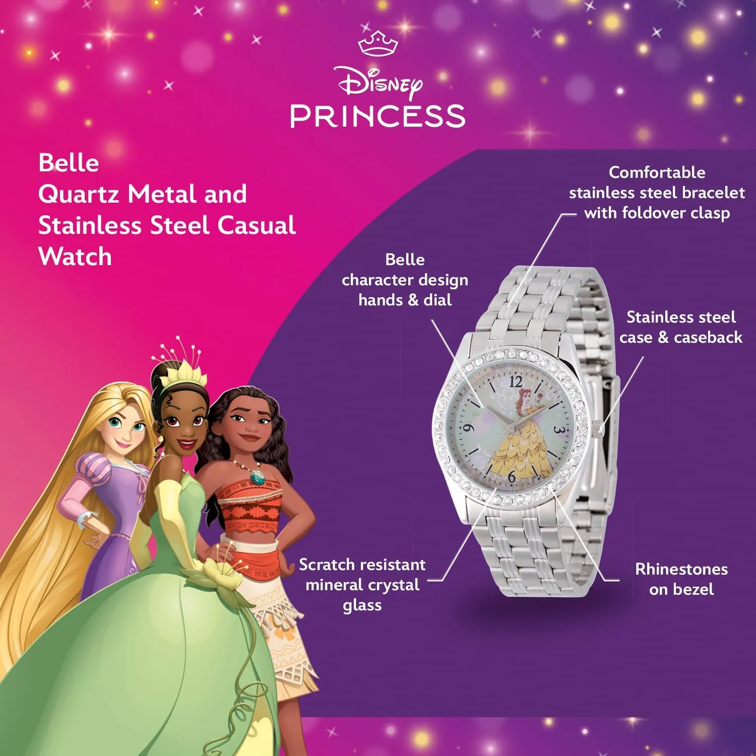 Disney Adult Round Glitz Analog Quartz Watch