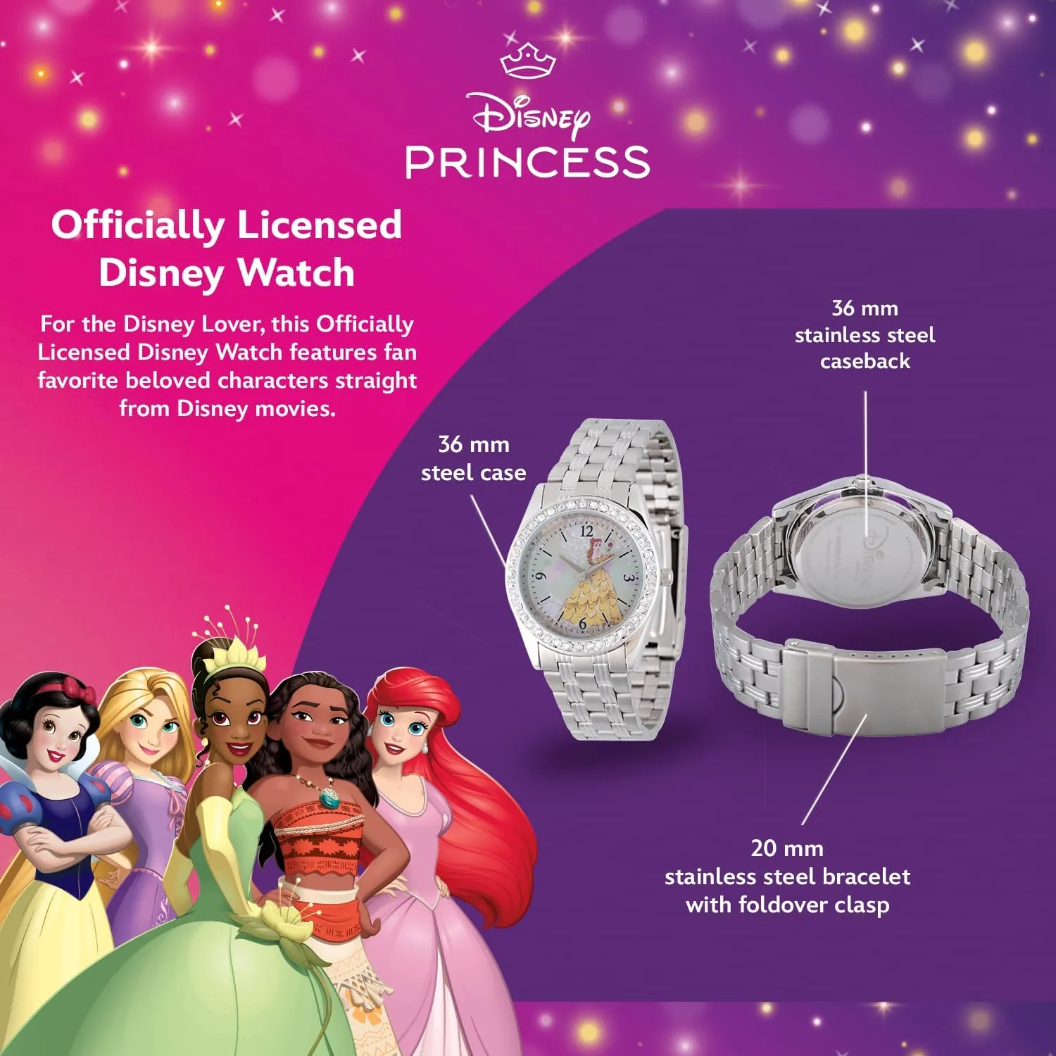 Disney Adult Round Glitz Analog Quartz Watch