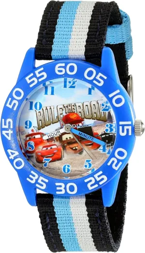 Disney Cars Kids' Plastic Time Teacher Analog Quartz Nylon Strap Watch